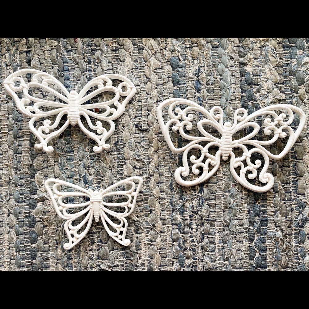 Set of 3 Vintage HOMCO Butterfly wall hanging - home interior butterflies - boho